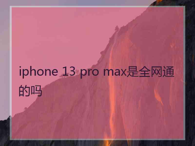 iphone 13 pro max是全网通的吗