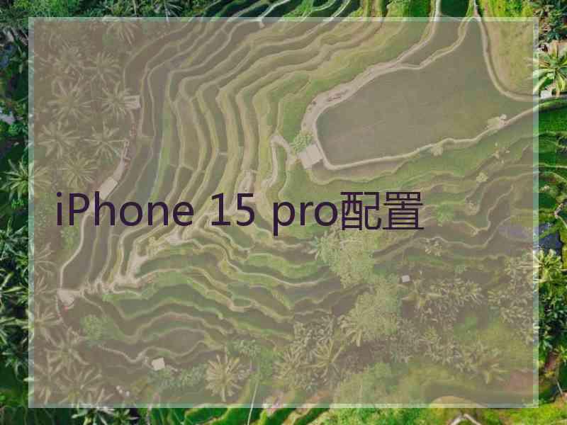 iPhone 15 pro配置