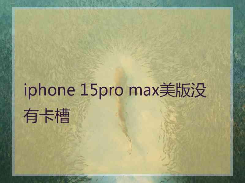 iphone 15pro max美版没有卡槽