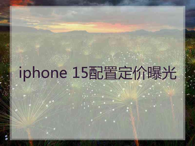 iphone 15配置定价曝光