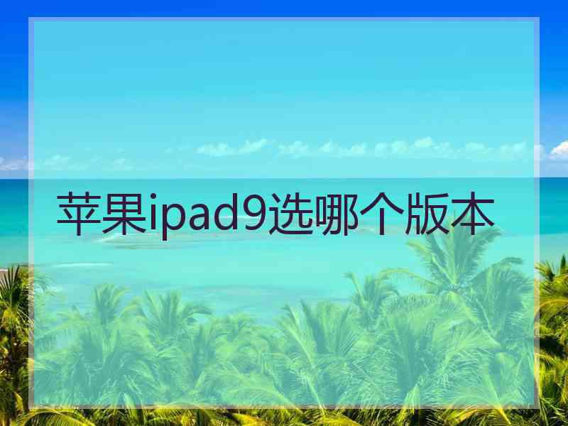 苹果ipad9选哪个版本