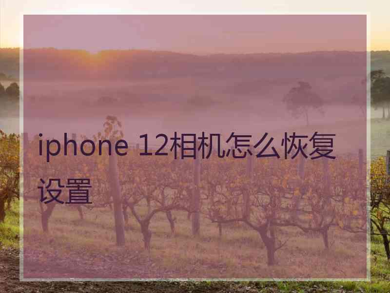 iphone 12相机怎么恢复设置